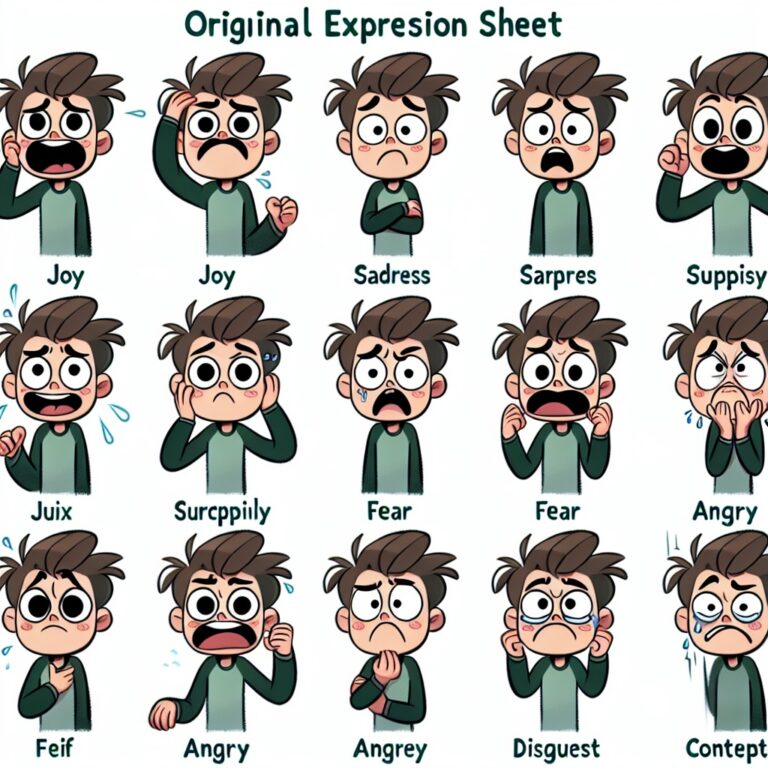Cartoon Character Expression Sheet Generator